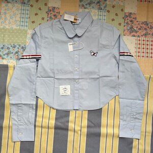 Thom Browne Cropped Oxford Shirt In Stripe Print
